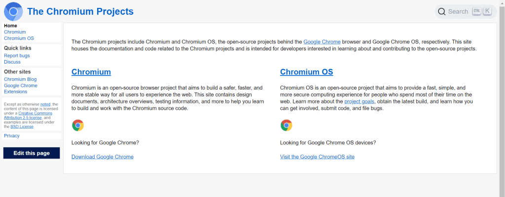 Chromium Browser website