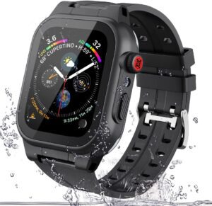 Waterproof Case for Apple Watch Series 8/7 45mm, Professional IP68 Water Proof Certified Protective Case, Full Coverage Rugged and Waterproof Case 45mm (Black)