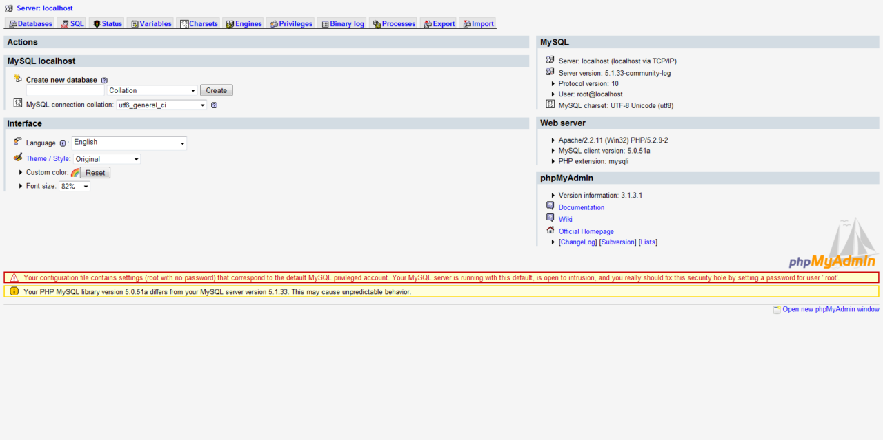 phpMyAdmin interface screenshot 2
