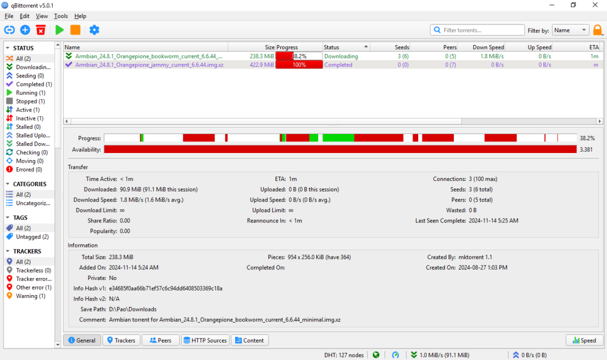 qBittorrent interface screenshot 1